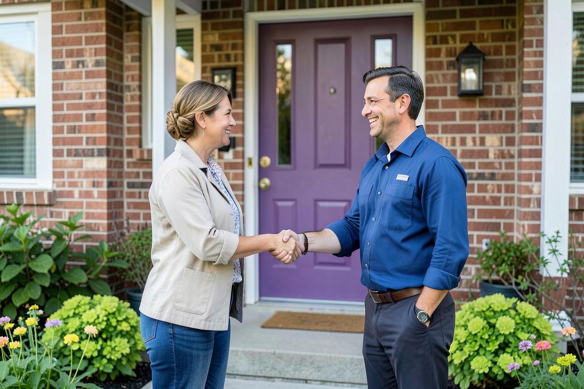 A Doorvia partner shaking hands with a homeowner